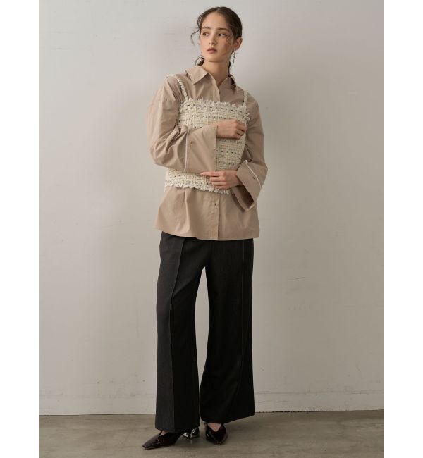 LAGUNAMOON「バイカラーワイドスリーブハートボタンシャツ」|シャツ・ブラウス|