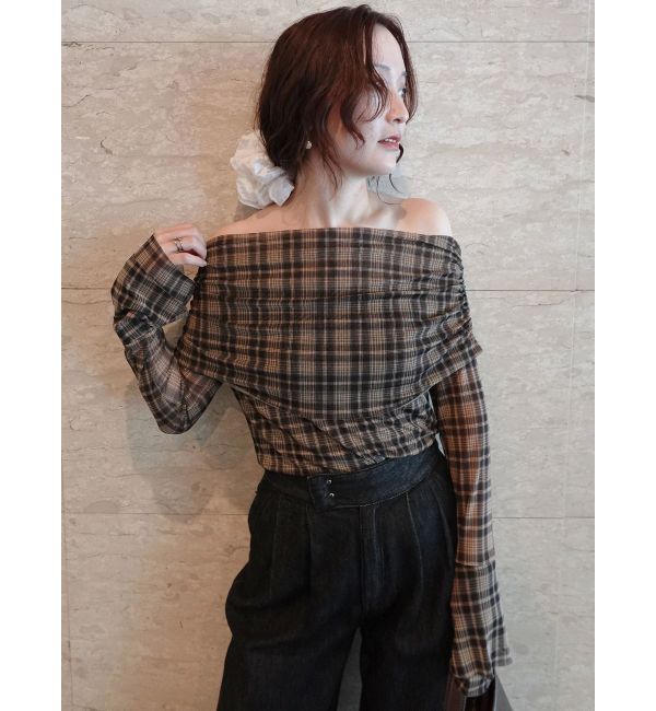 LAGUNAMOON「フレアスリーブオフショルチュールトップス」|Tシャツ・カットソー|