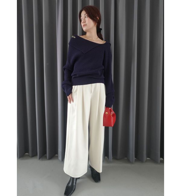 LAGUNAMOON「アシンメトリーカラーニットプルオーバー」|ニット・セーター|