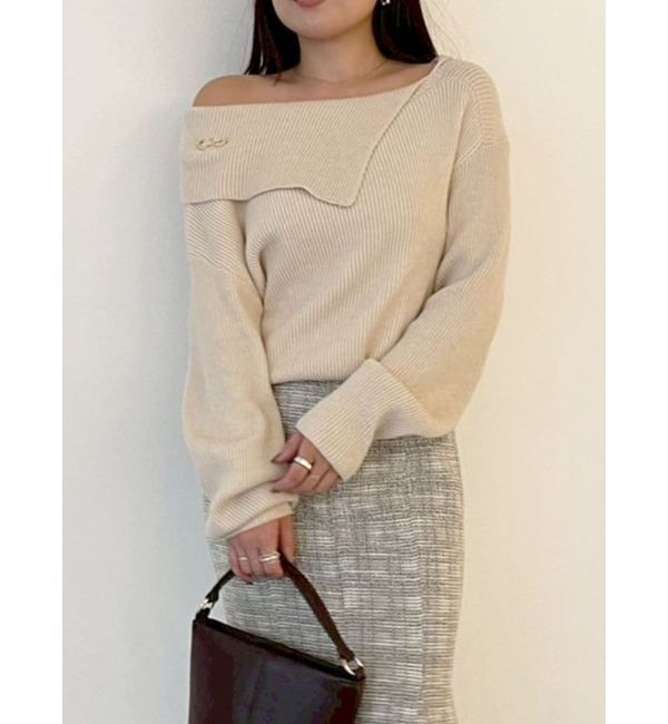 LAGUNAMOON「アシンメトリーカラーニットプルオーバー」|ニット・セーター|