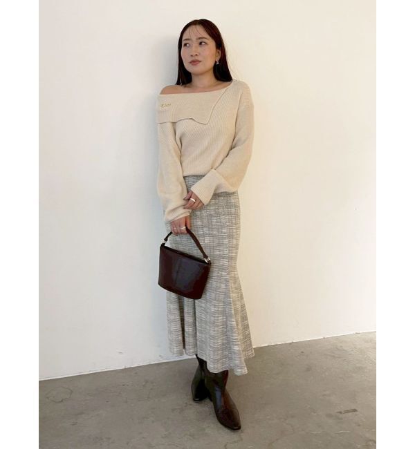 LAGUNAMOON「アシンメトリーカラーニットプルオーバー」|ニット・セーター|