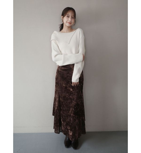 LAGUNAMOON「アシンメトリーカラーニットプルオーバー」|ニット・セーター|