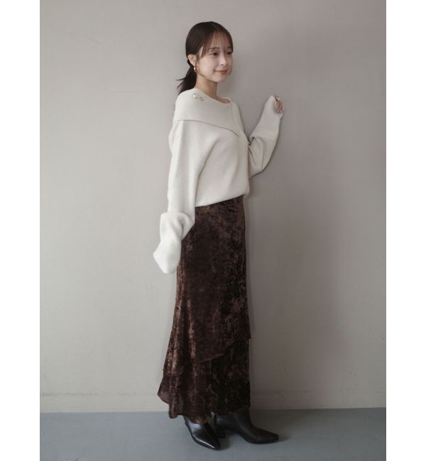 LAGUNAMOON「アシンメトリーカラーニットプルオーバー」|ニット・セーター|