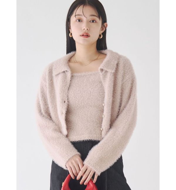 LAGUNAMOON「ヘアリーラメアンサンブル」|カーディガン|ピンク