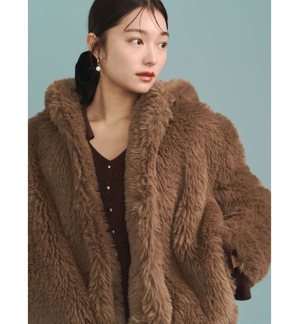 LAGUNAMOON「フェイクファーフーディコート」|その他|モカ