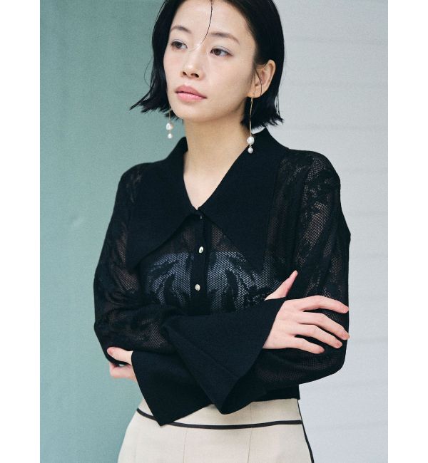 LAGUNAMOON「シアージャガードカーデニットプルオーバー」|ニット・セーター|ブラック