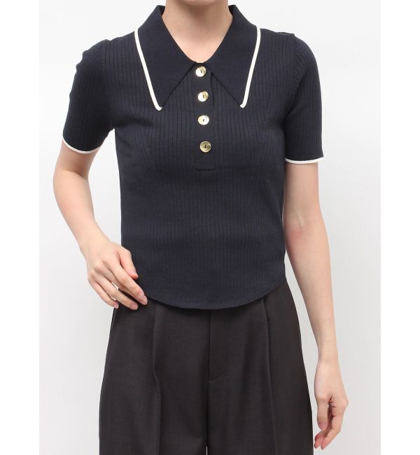 LAGUNAMOON「カラーネックラインニットプルオーバー」|ニット・セーター|ネイビー