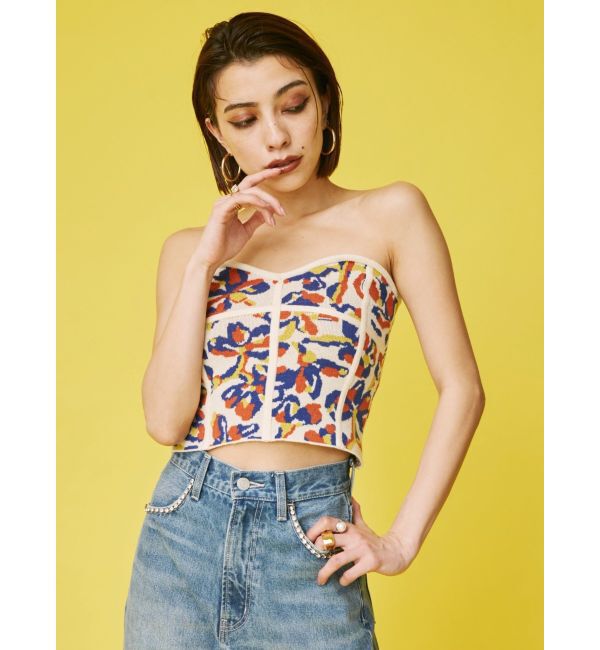 EVRIS「コルセットデザインジャガードビスチェ」|キャミソール|