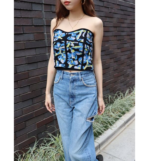 EVRIS「コルセットデザインジャガードビスチェ」|キャミソール|