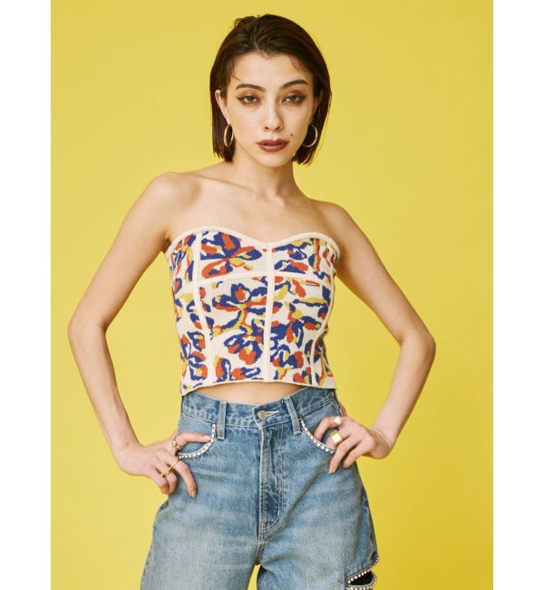 EVRIS「コルセットデザインジャガードビスチェ」|キャミソール|