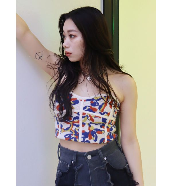 EVRIS「コルセットデザインジャガードビスチェ」|キャミソール|