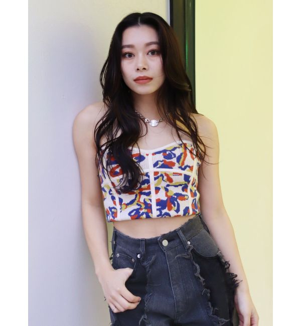 EVRIS「コルセットデザインジャガードビスチェ」|キャミソール|