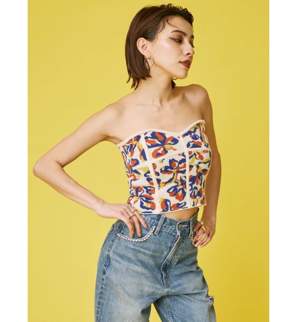 EVRIS「コルセットデザインジャガードビスチェ」|キャミソール|