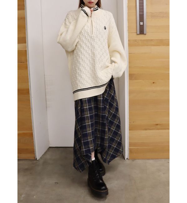 EVRIS「フェイクレザードッキングチェックロングワンピース」|ワンピース|