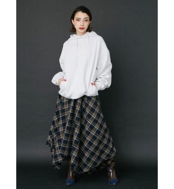 EVRIS「フェイクレザードッキングチェックロングワンピース」|ワンピース|