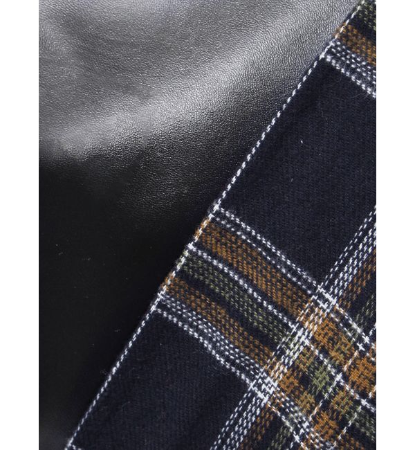 EVRIS「フェイクレザードッキングチェックロングワンピース」|ワンピース|