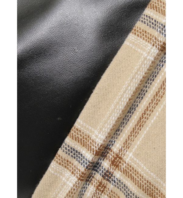 EVRIS「フェイクレザードッキングチェックロングワンピース」|ワンピース|