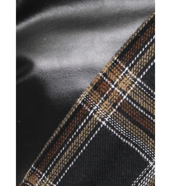 EVRIS「フェイクレザードッキングチェックロングワンピース」|ワンピース|