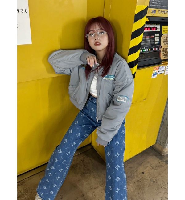 EVRIS「モノグラムシンプルワイドデニムパンツ」|デニム|