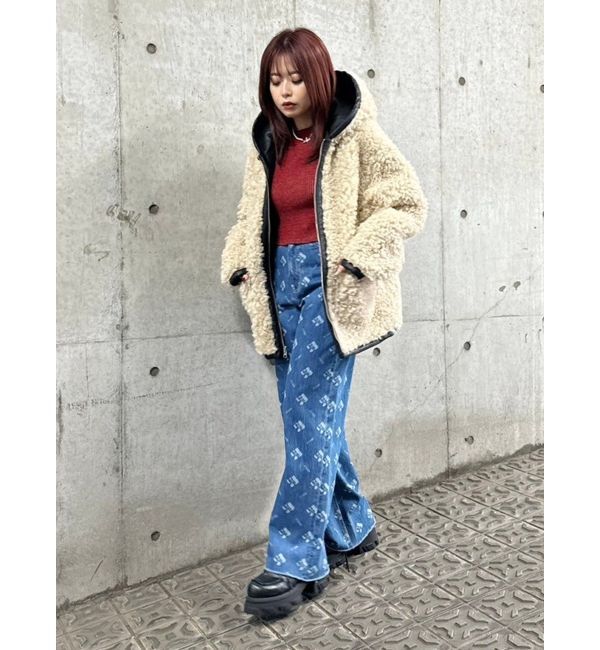 EVRIS「モノグラムシンプルワイドデニムパンツ」|デニム|