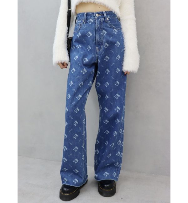 EVRIS「モノグラムシンプルワイドデニムパンツ」|デニム|