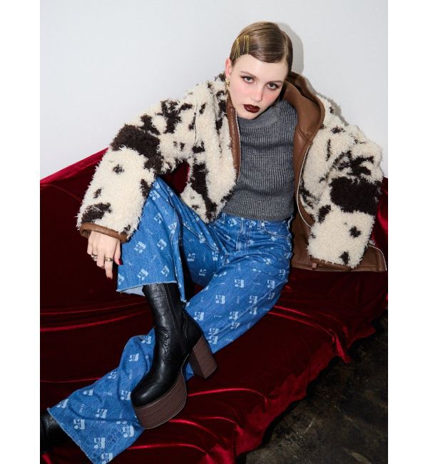 EVRIS「モノグラムシンプルワイドデニムパンツ」|デニム|