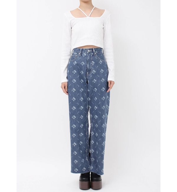EVRIS「モノグラムシンプルワイドデニムパンツ」|デニム|