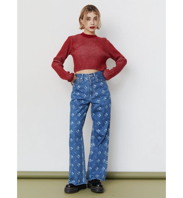 EVRIS「モノグラムシンプルワイドデニムパンツ」|デニム|