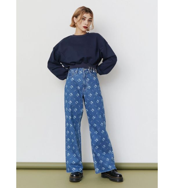 EVRIS「モノグラムシンプルワイドデニムパンツ」|デニム|