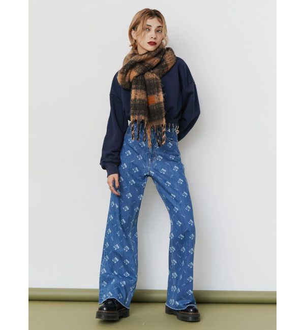 EVRIS「モノグラムシンプルワイドデニムパンツ」|デニム|