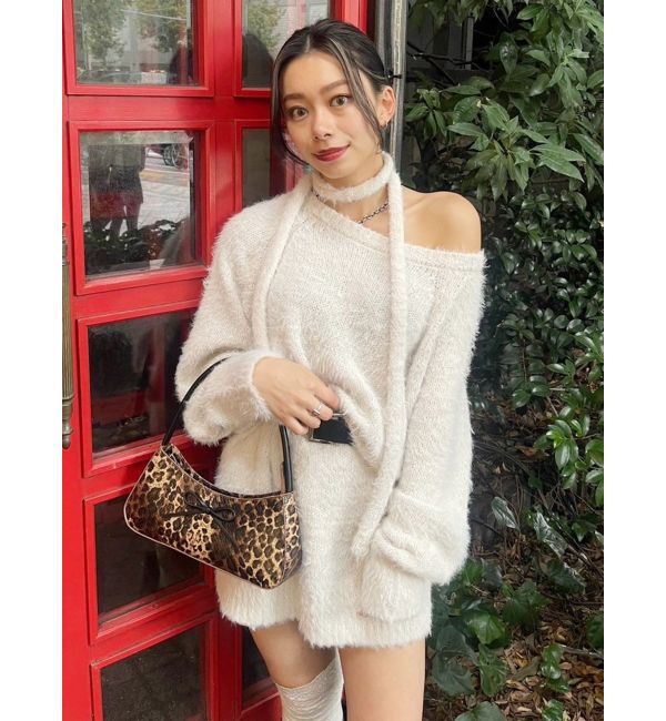 EVRIS「ヘアリーボリュームラメニットワンピース」|ワンピース|