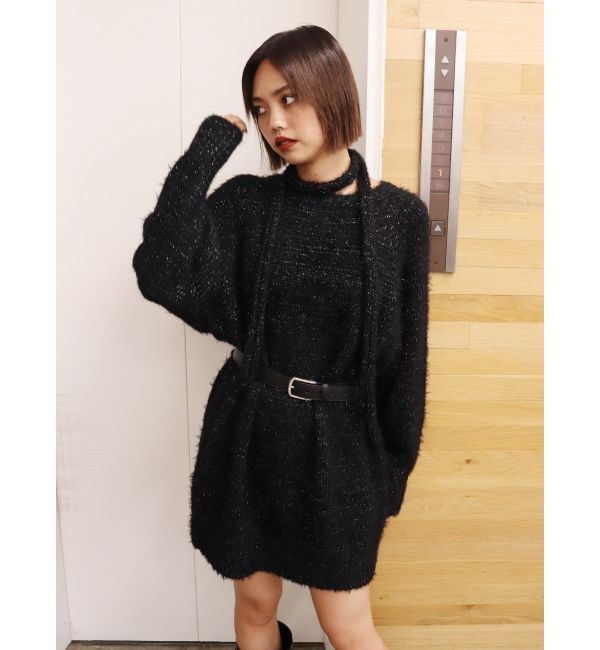 EVRIS「ヘアリーボリュームラメニットワンピース」|ワンピース|