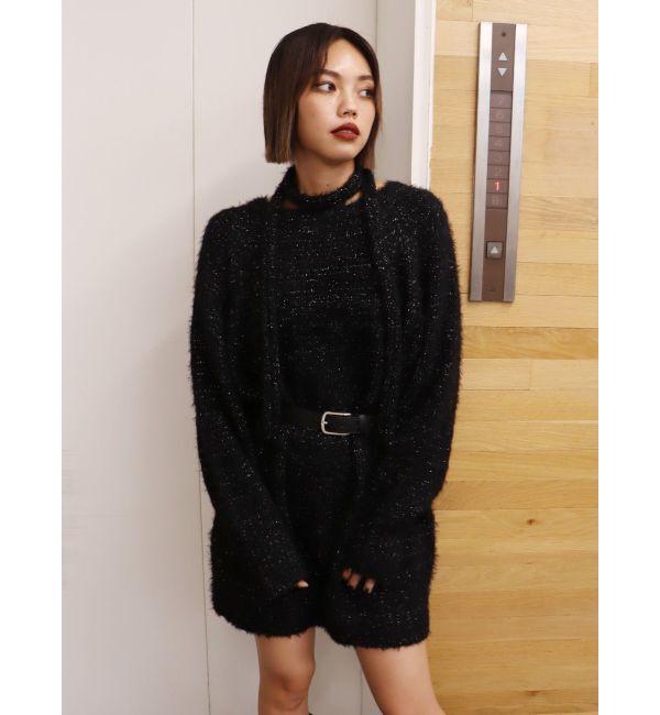 EVRIS「ヘアリーボリュームラメニットワンピース」|ワンピース|