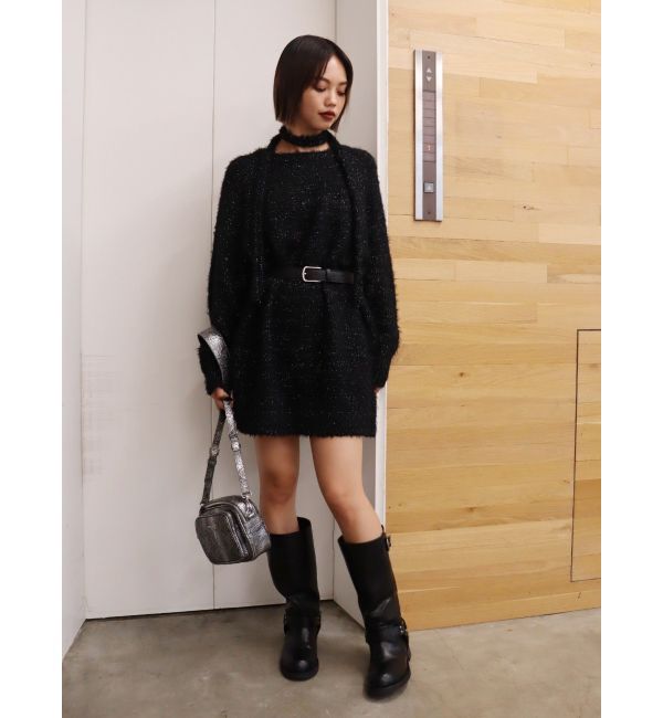 EVRIS「ヘアリーボリュームラメニットワンピース」|ワンピース|