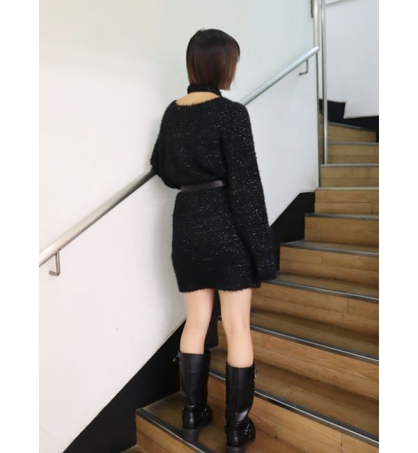 EVRIS「ヘアリーボリュームラメニットワンピース」|ワンピース|