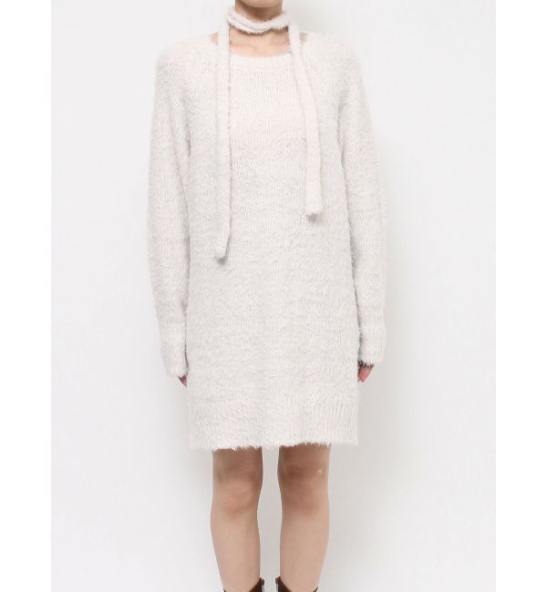 EVRIS「ヘアリーボリュームラメニットワンピース」|ワンピース|