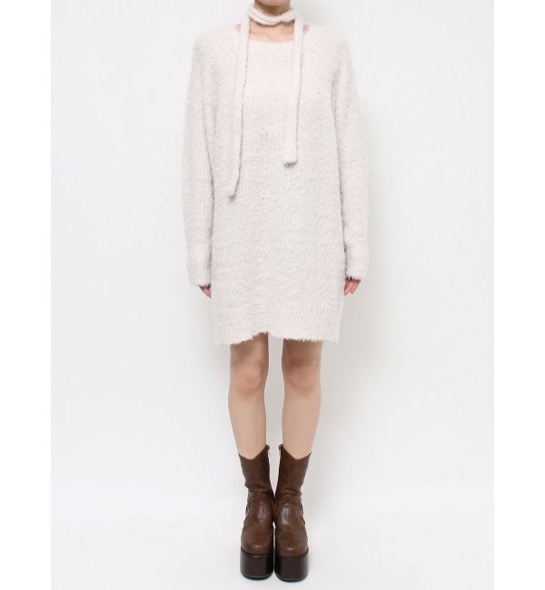 EVRIS「ヘアリーボリュームラメニットワンピース」|ワンピース|