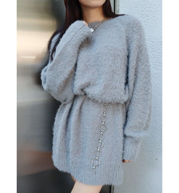 EVRIS「ヘアリーボリュームラメニットワンピース」|ワンピース|