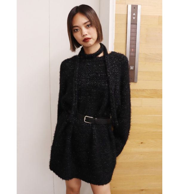 EVRIS「ヘアリーボリュームラメニットワンピース」|ワンピース|