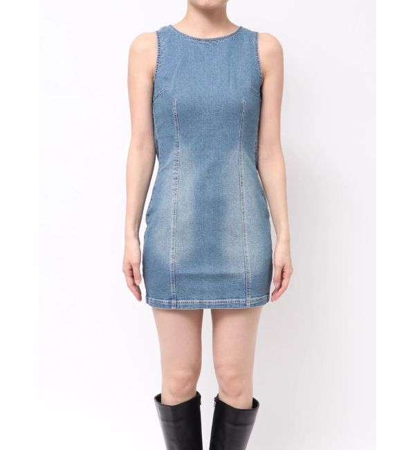 EVRIS「バックリボンオープンデニムミニワンピース」|ワンピース|