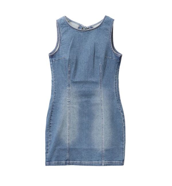 EVRIS「バックリボンオープンデニムミニワンピース」|ワンピース|
