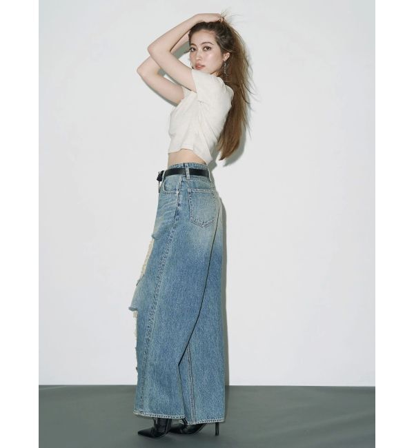 EVRIS「ハイダメージワイドデニムパンツ」|デニム|