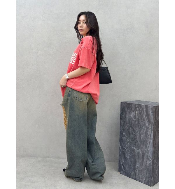 EVRIS「ハイダメージワイドデニムパンツ」|デニム|