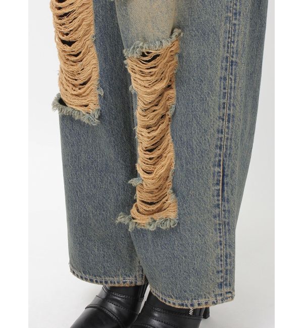 EVRIS「ハイダメージワイドデニムパンツ」|デニム|
