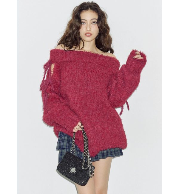 EVRIS「リボンオフショルニットワンピース」|ワンピース|