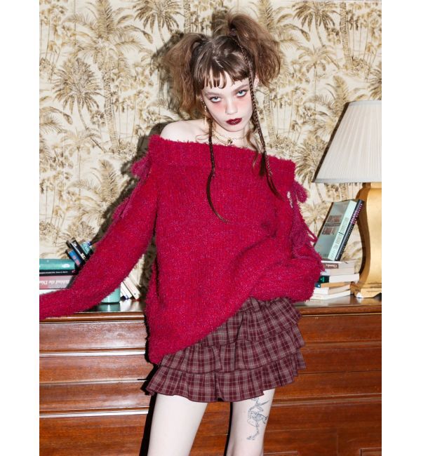 EVRIS「リボンオフショルニットワンピース」|ワンピース|