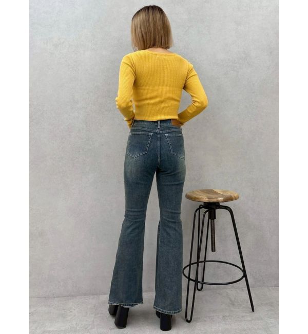 EVRIS「サイドビジューフレアデニムパンツ」|デニム|