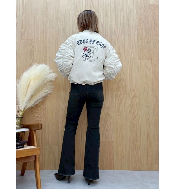 EVRIS「サイドビジューフレアデニムパンツ」|デニム|