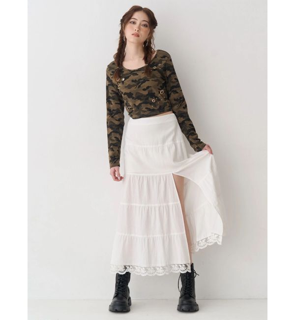 EVRIS「スリットロングティアードスカート」|スカート|