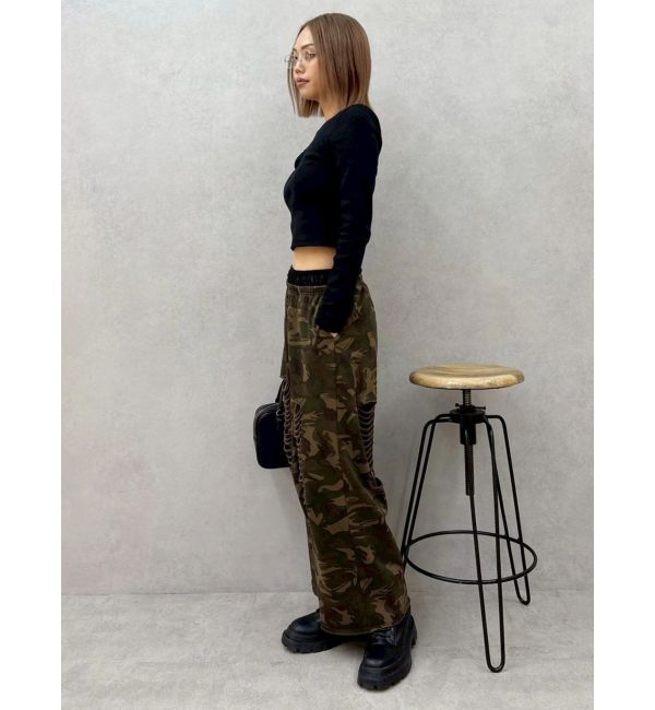 EVRIS「バックオープンショートリブトップス」|Tシャツ・カットソー|